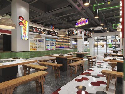 工业风火锅店3D模型下载